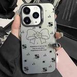 For iPhone 11 Pro Silver Painting PC Hybrid TPU Phone Case(Floral Bow Black)