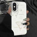 For iPhone X / XS Silver Painting PC Hybrid TPU Phone Case(Hollow Butterfly White)