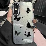 For iPhone X / XS Silver Painting PC Hybrid TPU Phone Case(Ink Butterfly Black)