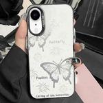 For iPhone XR Silver Painting PC Hybrid TPU Phone Case(Hollow Butterfly Black)