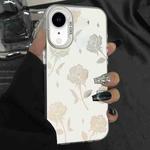 For iPhone XR Silver Painting PC Hybrid TPU Phone Case(Hollow Rose White)
