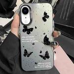 For iPhone XR Silver Painting PC Hybrid TPU Phone Case(Ink Butterfly Black)