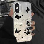 For iPhone XS Max Silver Painting PC Hybrid TPU Phone Case(Ink Butterfly White)