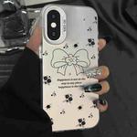 For iPhone XS Max Silver Painting PC Hybrid TPU Phone Case(Floral Bow White)