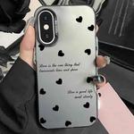For iPhone XS Max Silver Painting PC Hybrid TPU Phone Case(Love Hearts Black)