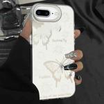 For iPhone 7 Plus / 8 Plus Silver Painting PC Hybrid TPU Phone Case(Hollow Butterfly White)