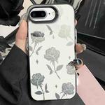 For iPhone 7 Plus / 8 Plus Silver Painting PC Hybrid TPU Phone Case(Hollow Rose Black)