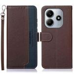 For Redmi Note 14 4G 164.84mm KHAZNEH Litchi Texture Leather RFID Phone Case(Brown)