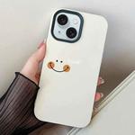 For iPhone 15 Plus Smile Face PC Hybrid TPU Phone Case(White)