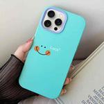 For iPhone 14 Pro Max Smile Face PC Hybrid TPU Phone Case(Sky Cyan)