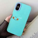 For iPhone X / XS Smile Face PC Hybrid TPU Phone Case(Sky Cyan)