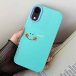 For iPhone XR Smile Face PC Hybrid TPU Phone Case(Sky Cyan)