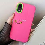 For iPhone XR Smile Face PC Hybrid TPU Phone Case(Rose Red)