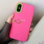 For iPhone XS Max Smile Face PC Hybrid TPU Phone Case(Rose Red)