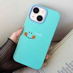 For iPhone 13 mini Smile Face PC Hybrid TPU Phone Case(Sky Cyan)