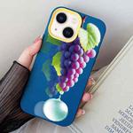 For iPhone 15 Plus Grape Pattern PC Hybrid TPU Phone Case(Royal Blue)