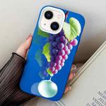 For iPhone 15 Plus Grape Pattern PC Hybrid TPU Phone Case(Blue)