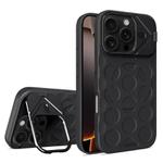 For iPhone 16 Pro Max Lens Frame Holder MagSafe PC Hybrid TPU Phone Case(Black)