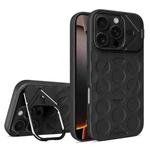 For iPhone 16 Pro Lens Frame Holder MagSafe PC Hybrid TPU Phone Case(Black)