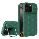 For iPhone 16 Pro Lens Frame Holder MagSafe PC Hybrid TPU Phone Case(Deep Green)