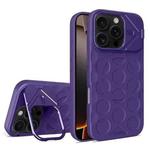 For iPhone 16 Pro Lens Frame Holder MagSafe PC Hybrid TPU Phone Case(Purple)
