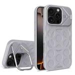 For iPhone 16 Pro Lens Frame Holder MagSafe PC Hybrid TPU Phone Case(Titanium Gray)