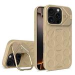 For iPhone 16 Pro Lens Frame Holder MagSafe PC Hybrid TPU Phone Case(Desert Gold)