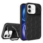 For iPhone 16 Plus Lens Frame Holder MagSafe PC Hybrid TPU Phone Case(Black)