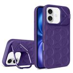 For iPhone 16 Plus Lens Frame Holder MagSafe PC Hybrid TPU Phone Case(Purple)