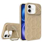 For iPhone 16 Plus Lens Frame Holder MagSafe PC Hybrid TPU Phone Case(Desert Gold)