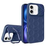 For iPhone 16 Lens Frame Holder MagSafe PC Hybrid TPU Phone Case(Royal Blue)