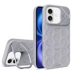 For iPhone 16 Lens Frame Holder MagSafe PC Hybrid TPU Phone Case(Titanium Gray)