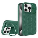 For iPhone 15 Pro Max Lens Frame Holder MagSafe PC Hybrid TPU Phone Case(Deep Green)