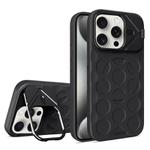 For iPhone 15 Pro Lens Frame Holder MagSafe PC Hybrid TPU Phone Case(Black)