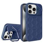 For iPhone 15 Pro Lens Frame Holder MagSafe PC Hybrid TPU Phone Case(Royal Blue)