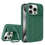 For iPhone 15 Pro Lens Frame Holder MagSafe PC Hybrid TPU Phone Case(Deep Green)