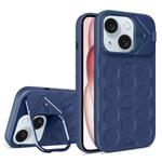 For iPhone 15 Plus Lens Frame Holder MagSafe PC Hybrid TPU Phone Case(Royal Blue)