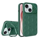 For iPhone 15 Plus Lens Frame Holder MagSafe PC Hybrid TPU Phone Case(Deep Green)