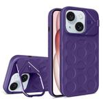 For iPhone 15 Plus Lens Frame Holder MagSafe PC Hybrid TPU Phone Case(Purple)