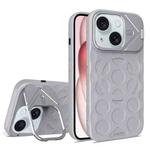 For iPhone 15 Plus Lens Frame Holder MagSafe PC Hybrid TPU Phone Case(Titanium Gray)