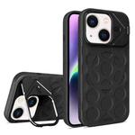 For iPhone 14 Plus Lens Frame Holder MagSafe PC Hybrid TPU Phone Case(Black)