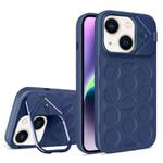 For iPhone 14 Plus Lens Frame Holder MagSafe PC Hybrid TPU Phone Case(Royal Blue)