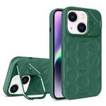 For iPhone 14 Plus Lens Frame Holder MagSafe PC Hybrid TPU Phone Case(Deep Green)