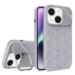 For iPhone 14 Plus Lens Frame Holder MagSafe PC Hybrid TPU Phone Case(Titanium Gray)