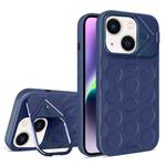 For iPhone 14 Lens Frame Holder MagSafe PC Hybrid TPU Phone Case(Royal Blue)