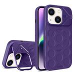 For iPhone 14 Lens Frame Holder MagSafe PC Hybrid TPU Phone Case(Purple)