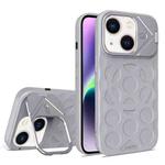 For iPhone 14 Lens Frame Holder MagSafe PC Hybrid TPU Phone Case(Titanium Gray)