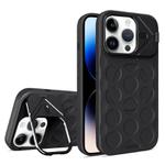 For iPhone 14 Pro Max Lens Frame Holder MagSafe PC Hybrid TPU Phone Case(Black)