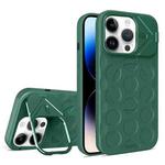 For iPhone 14 Pro Max Lens Frame Holder MagSafe PC Hybrid TPU Phone Case(Deep Green)