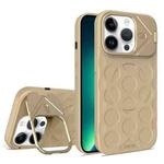 For iPhone 13 Pro Max Lens Frame Holder MagSafe PC Hybrid TPU Phone Case(Desert Gold)
